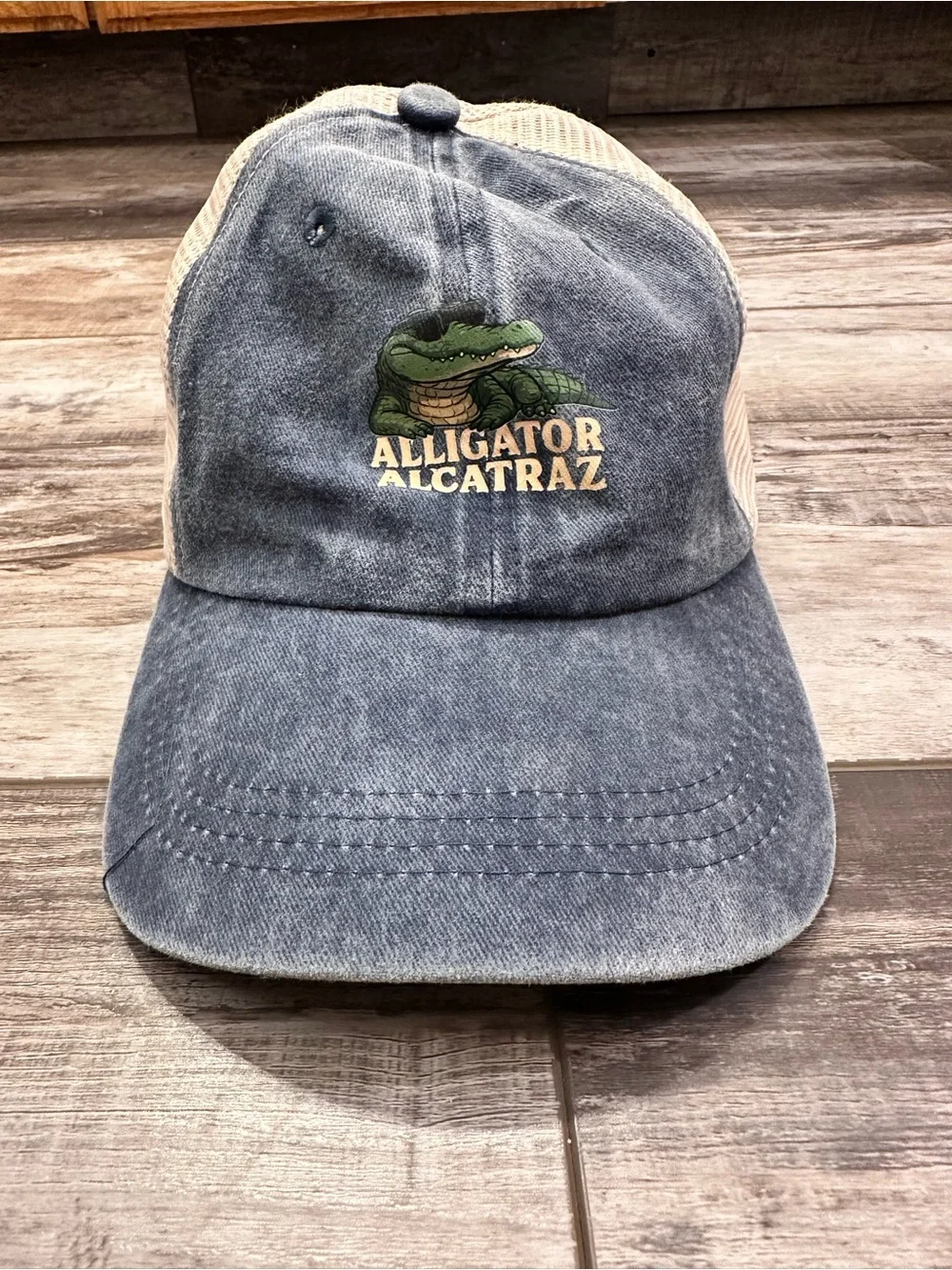 Source Unknown Blue Denim Mesh-back Cap with Alligator Patch